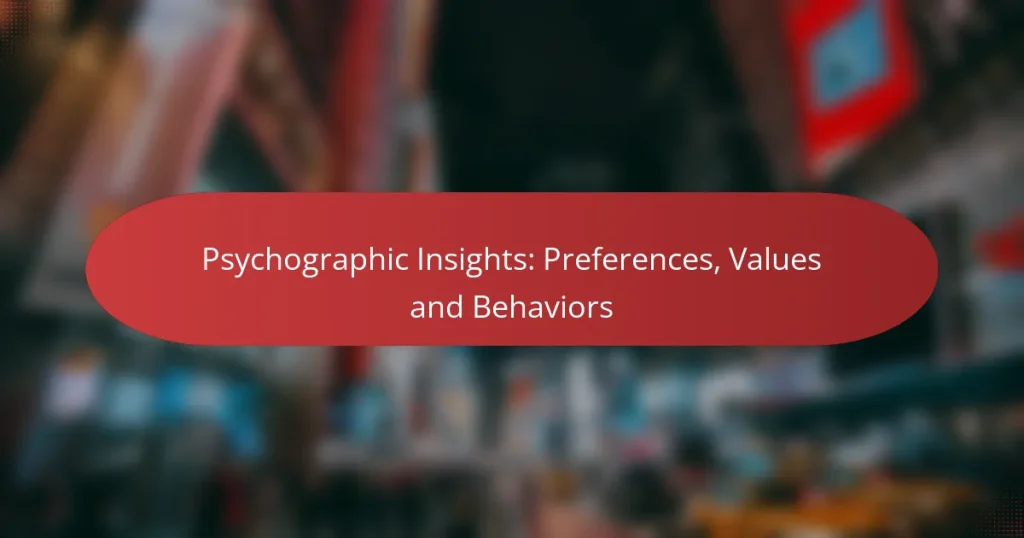 Psychographic Insights: Preferences, Values and Behaviors